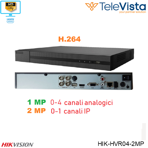 DVR 4CH 2MP HIKVISION DS-7204ECO G-F1